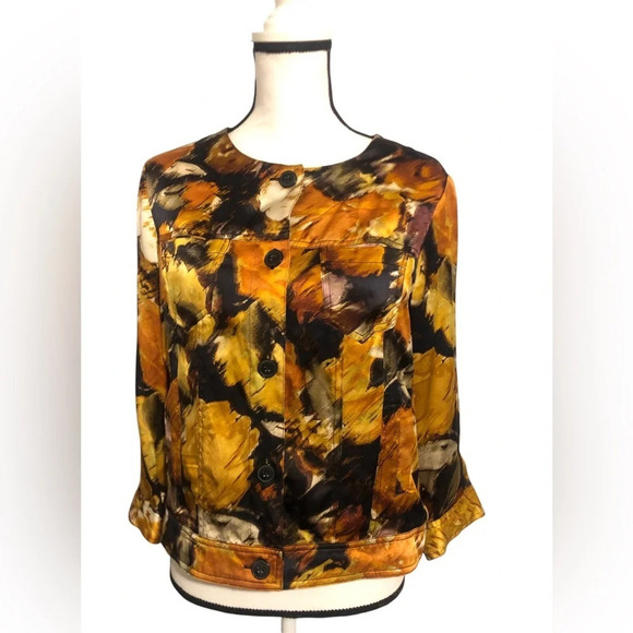 Pendleton Tops - Pendleton Petite Earth Tone 100% Silk Top Size Medium Petite